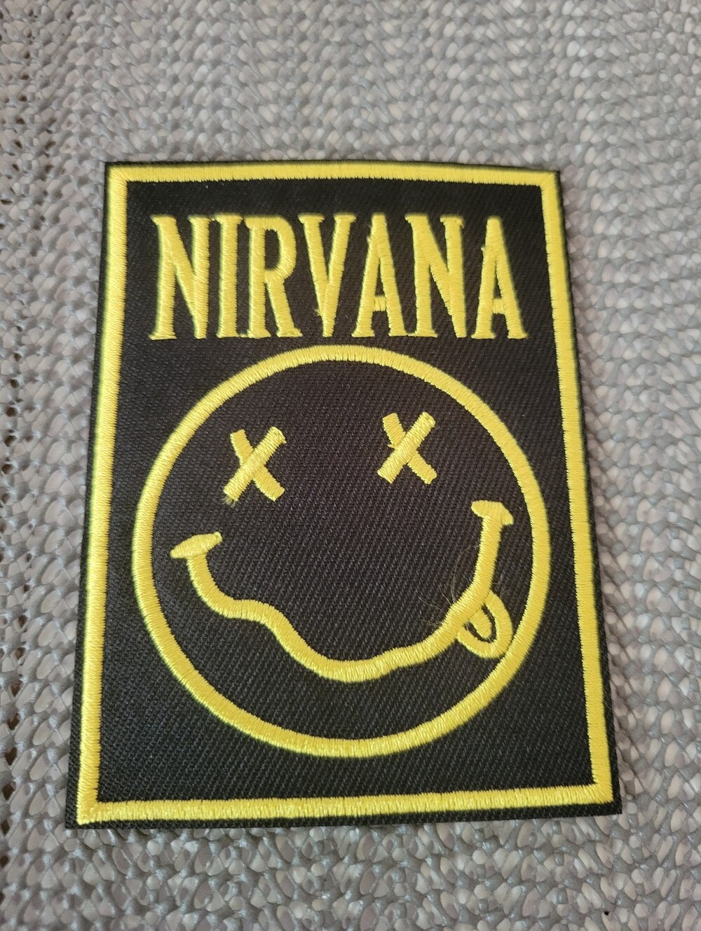 Nirvana Smiley Face Embroidered Iron-On Patch - Iconic Grunge Rock Design
